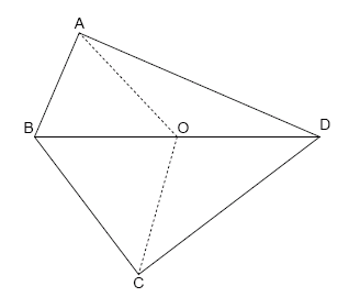 quadrilateral ABCD, with point O, an midpoint of BD