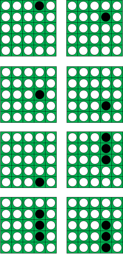 le otto prime mosse vincenti per N = 5