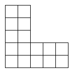 5x5 格子の右上から 3x3 格子を取り除いたもの