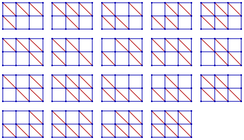 19 ways to make 2x3 grid graph rigid