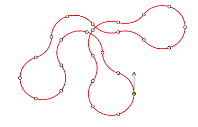 closed path of 25 arcs, starting northward